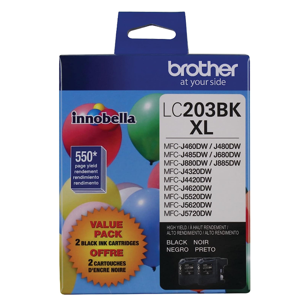 _Brother Genuine High Yield Black Ink Cartridges, LC2032PKS, Replacement Black Ink Two Pack